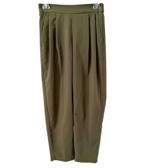LOWRYS FARM Pleated Tapered Pants in Army Green M - Picture 3 of 16